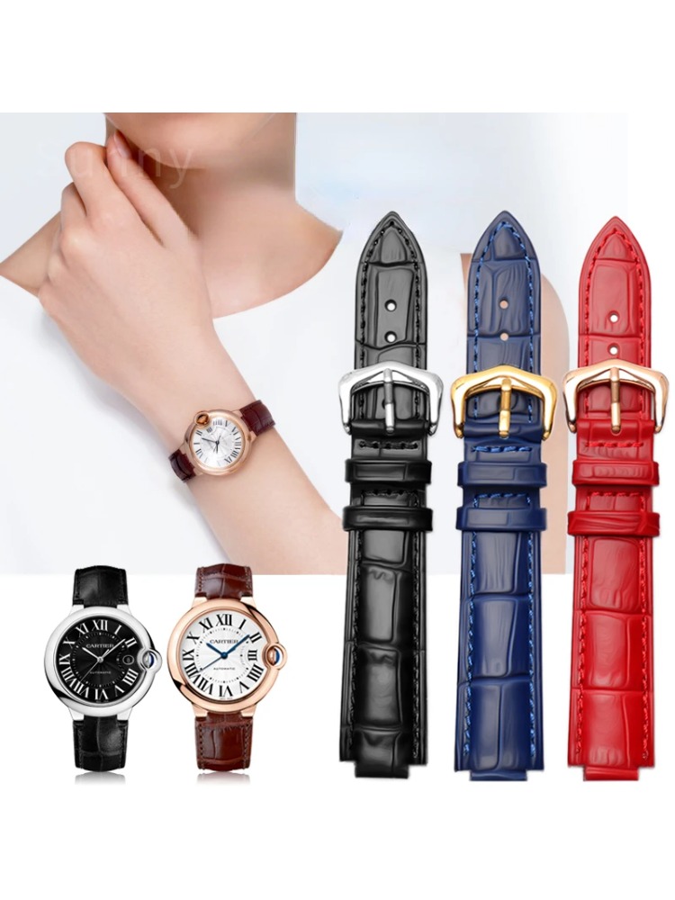 Cartier Watch Ballon Bleu - Tali jam kulit asli untuk Tank