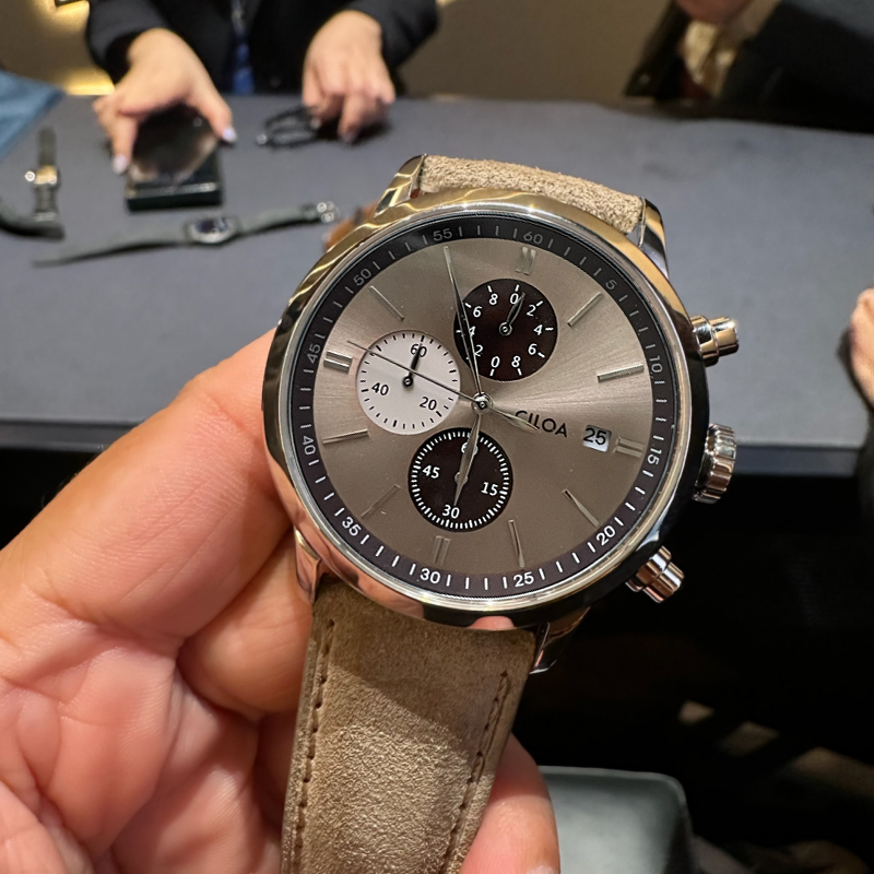 CILOA-Men Jam Tangan Kronograf - Suede Strap Watch ulasan dan harga